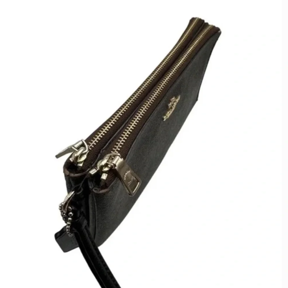 COACH F66506 Chocolate Coated Canvas Double Corner Zip Around Wristlet NWOT - Picture 5 of 6